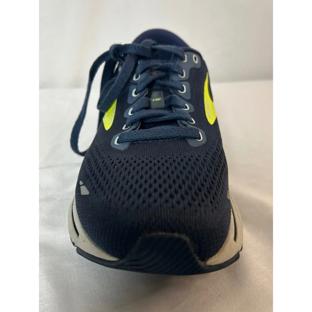 Brooks Ghost 15 Mens Running Shoes Navy Blue Neon Yellow 1103931D429 Size 7.5 D
